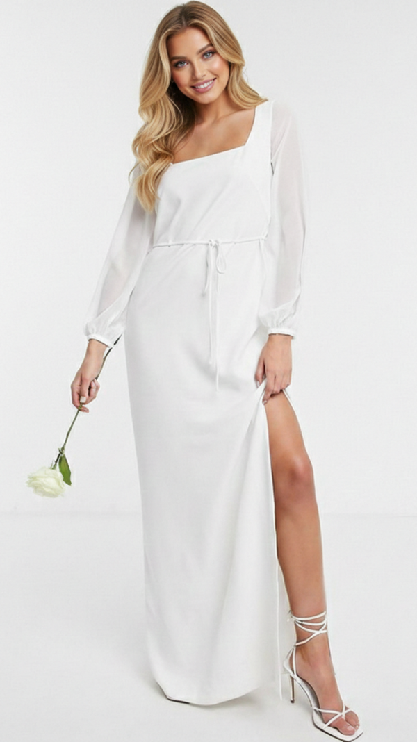 Suknia ślubna French Connection z długim rękawem wiązana