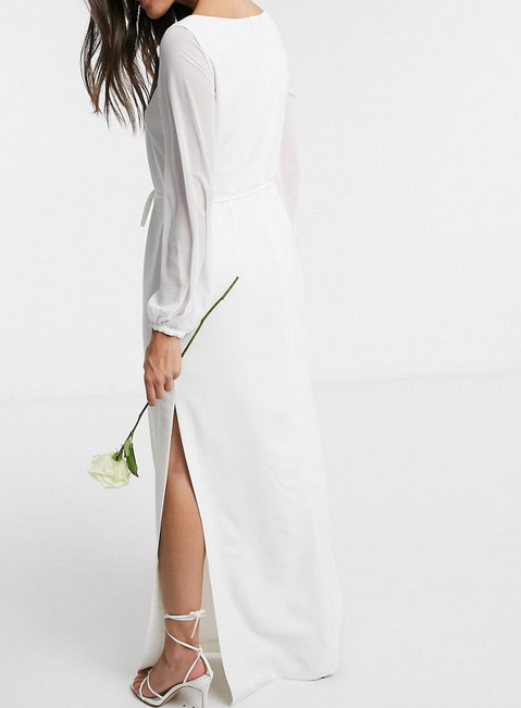 Suknia ślubna French Connection z długim rękawem wiązana