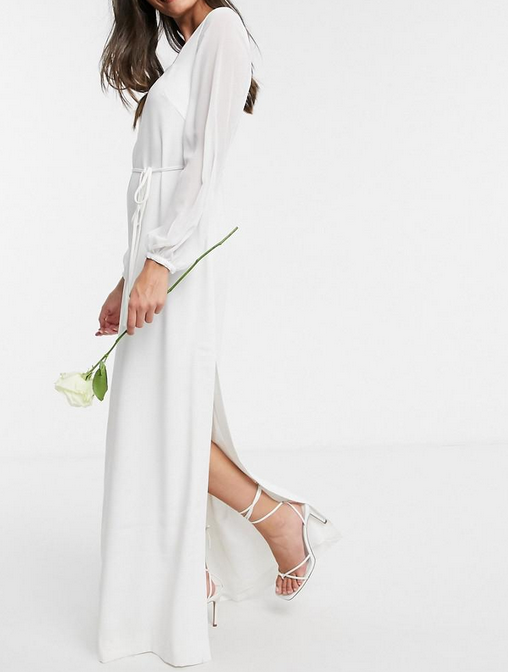 Suknia ślubna French Connection z długim rękawem wiązana